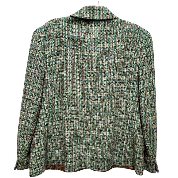 Austin Reed Tweed Blazer Women’s Size 14W Green Multi Wool Blend - Picture 7 of 7